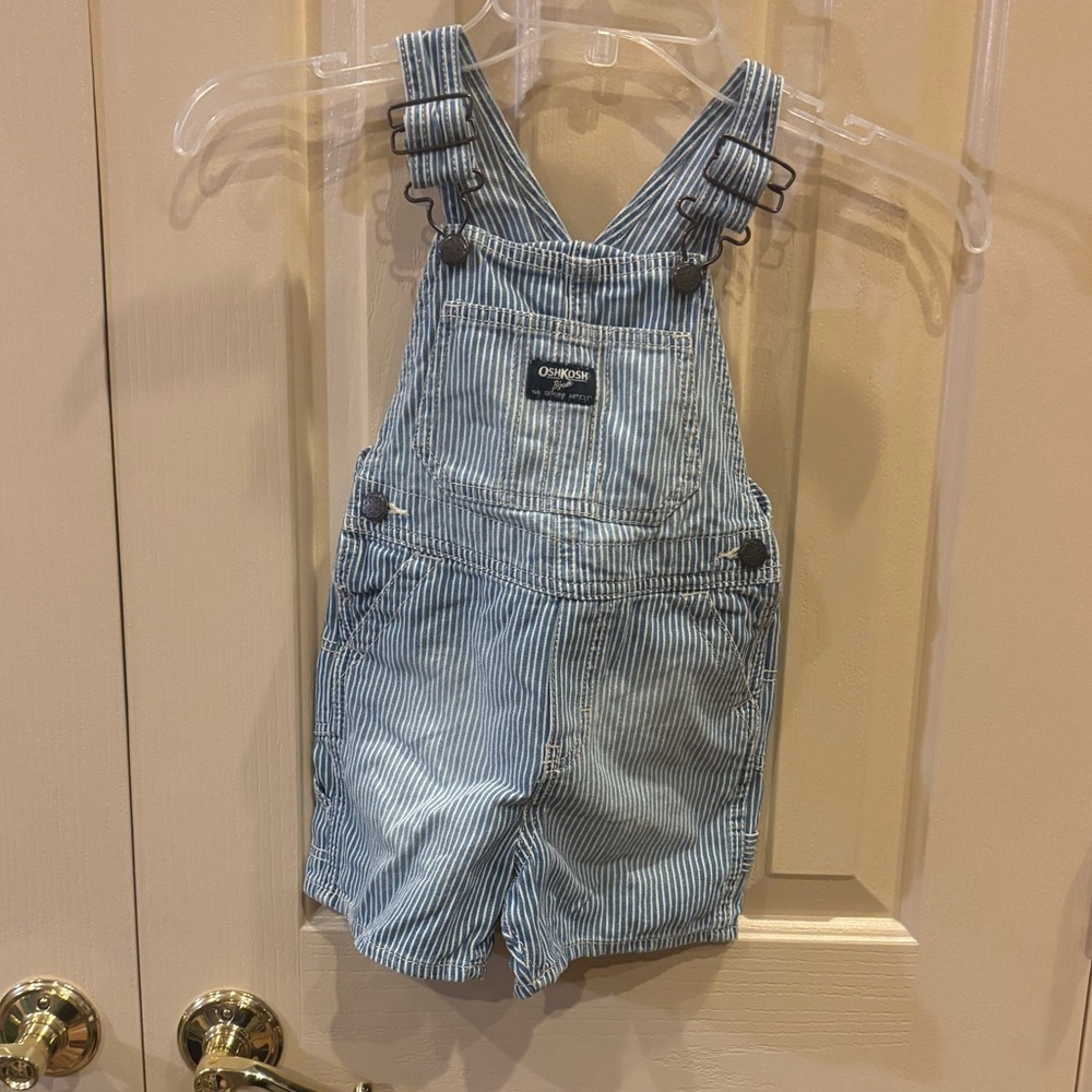 3 T railroad striped overalls by osh gosh.